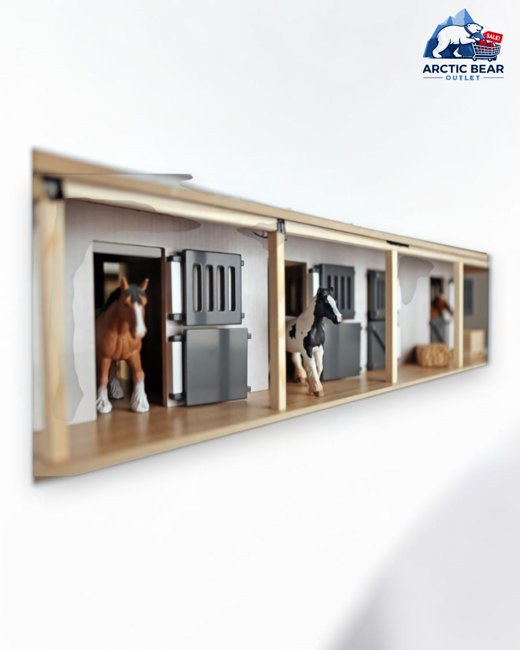 Kids Globe Horse Stable 1:24 – Houten Paardenstal met 6 Boxen & Hooizolder